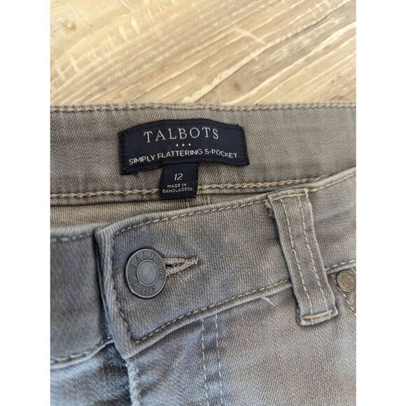 Talbots Jeans Women's 12 Simply Flattering Cotton Stretch 5 Pocket Gray Button - Picture 2 of 10